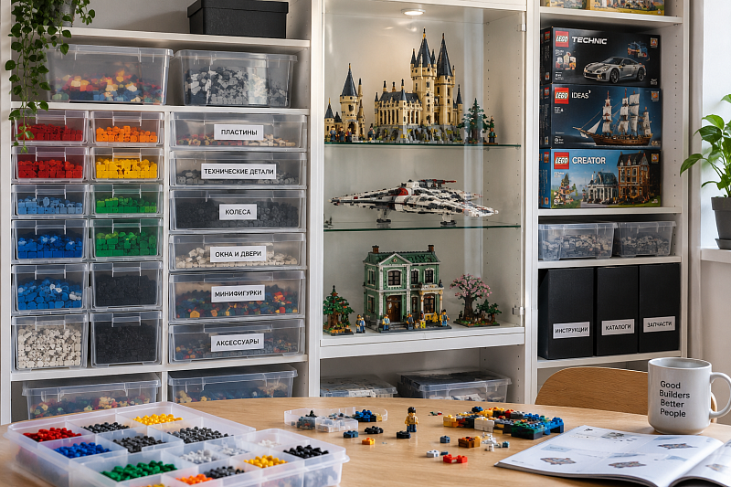 Как хранить LEGO и конструкторы: собранные модели, детали и коробки